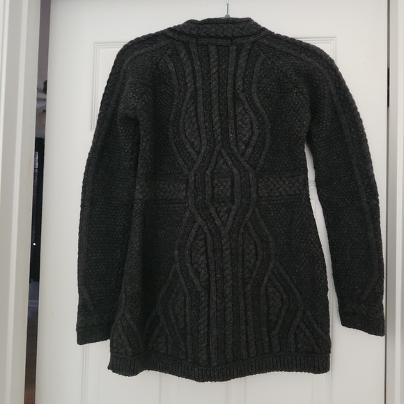 Aran Crafts Dark Gray Cable Knit Cardigan - Picture 2 of 6